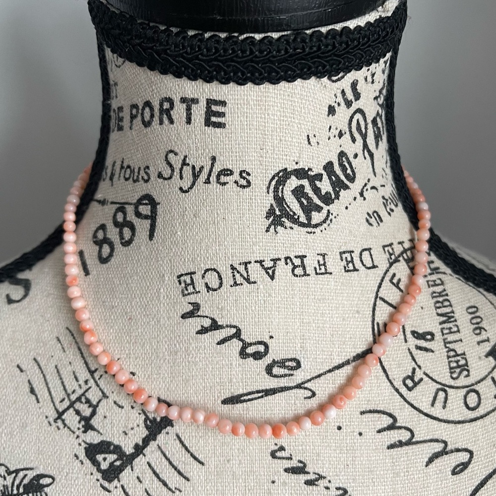 Angel Skin Coral Vintage Pink Single Strand Necklace